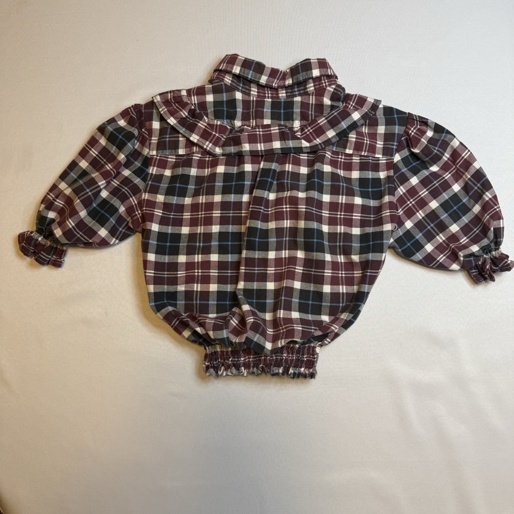 ✨American Eagle Seriously Soft Plaid Western Shirt Short Sleeve Elastic Waist L - Picture 3 of 9